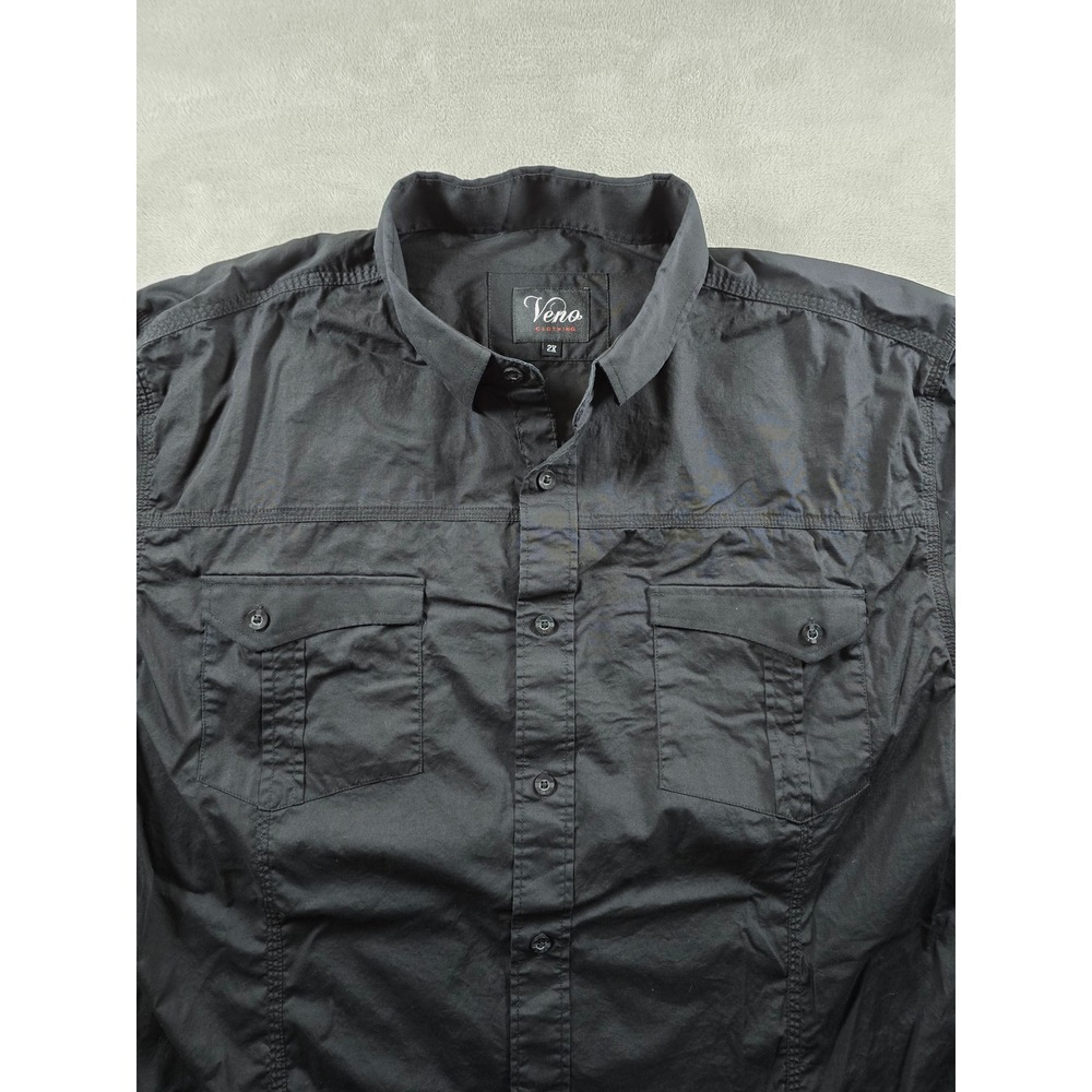 Veno Clothing Shirt Mens‎ 2X Black Long Sleeve Button Up Pocket